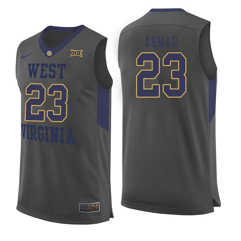 Men #23 Esa Ahmad West Virginia Mountaineers College Basketball Jerseys Sale-Gray